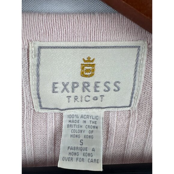 Express Tricot Womens Ribbed Cardigan Sweater S Light Pink Acrylic Button Front - Picture 4 of 5